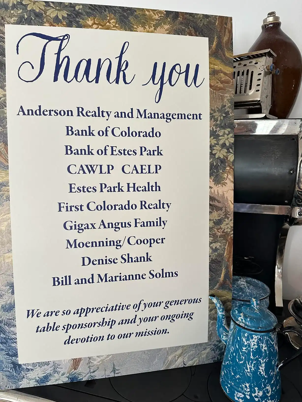 thank you sign of stanley home museum gala