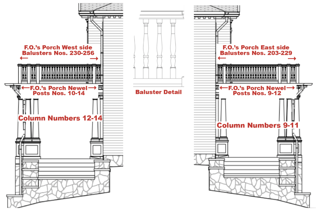 Architect's drawing of the east and west elevations of the home.